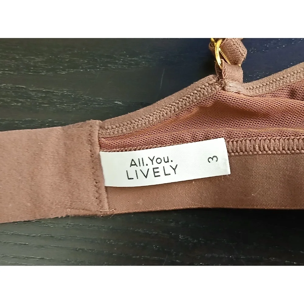 All You Lively Women's‎ 3 Mesh Trim Wireles Bralette Rust Color #529C